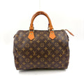 Louis Vuitton Speedy 30 Monogram Leather Brown Handbag Gold
