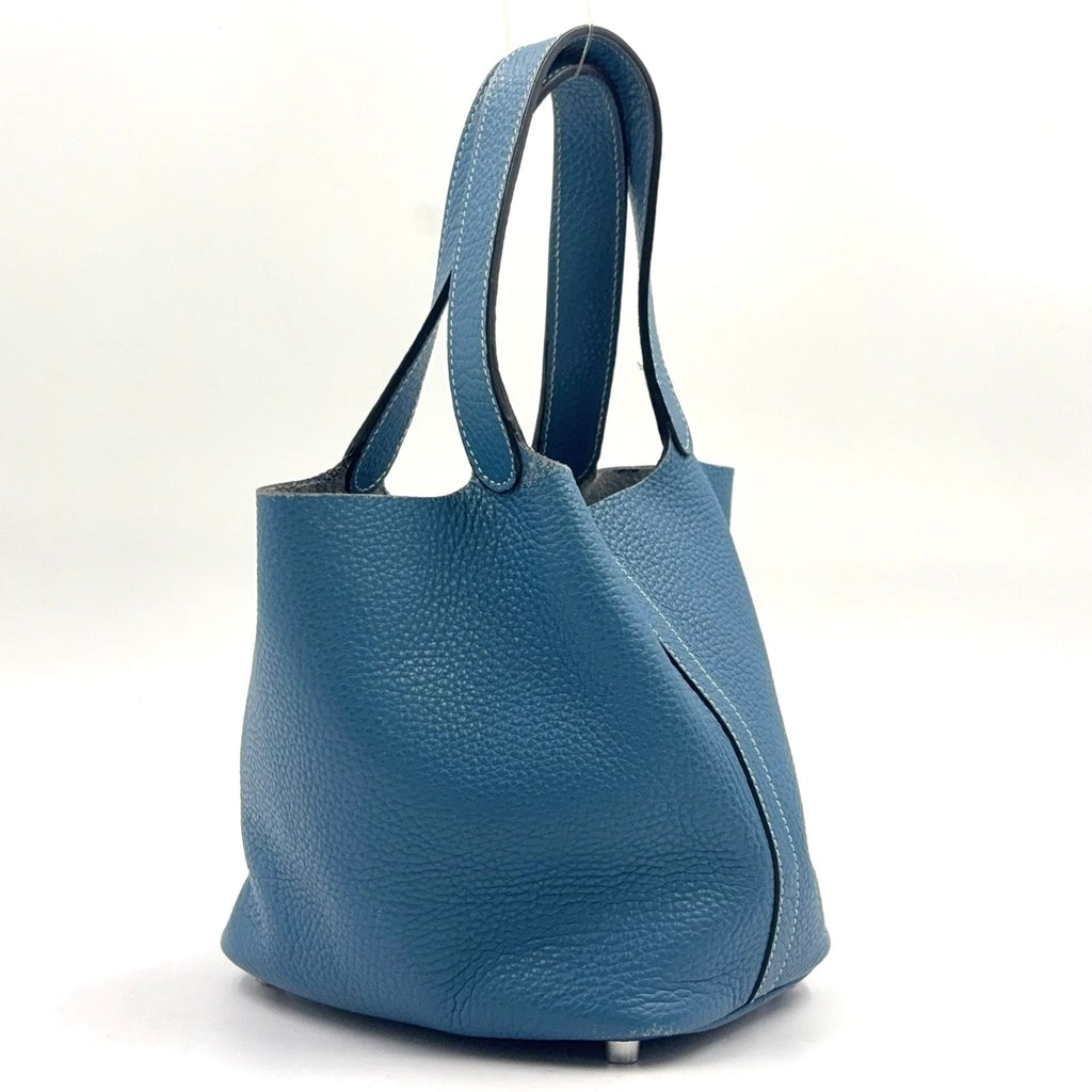Hermes Picotin Lock Pm? Taurillon Leather Blue Handbag Silver — view 2