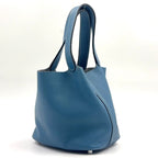 Hermes Picotin Lock Pm? Taurillon Leather Blue Handbag Silver — view 2