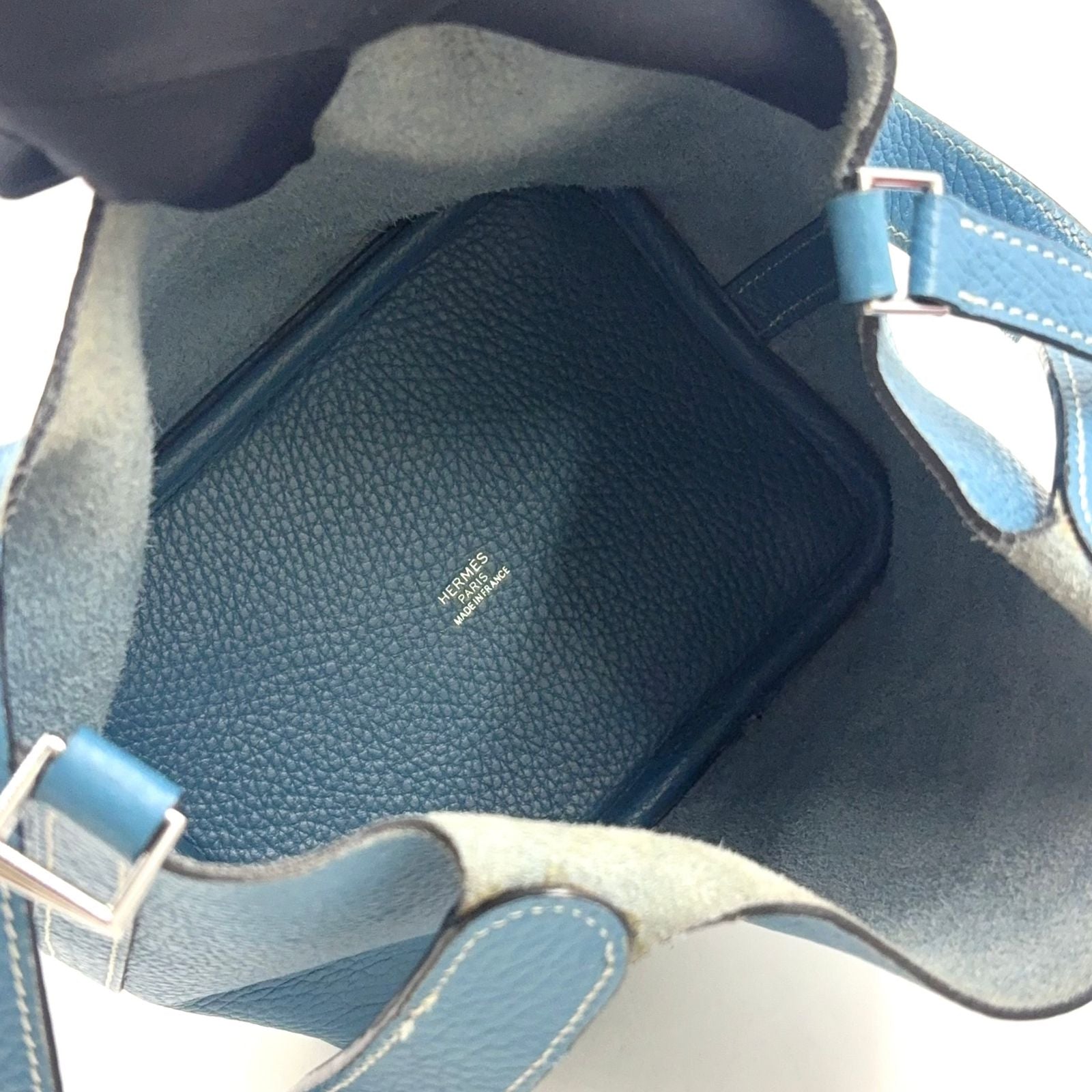 Hermes Picotin Lock Pm? Taurillon Leather Blue Handbag Silver — view 3