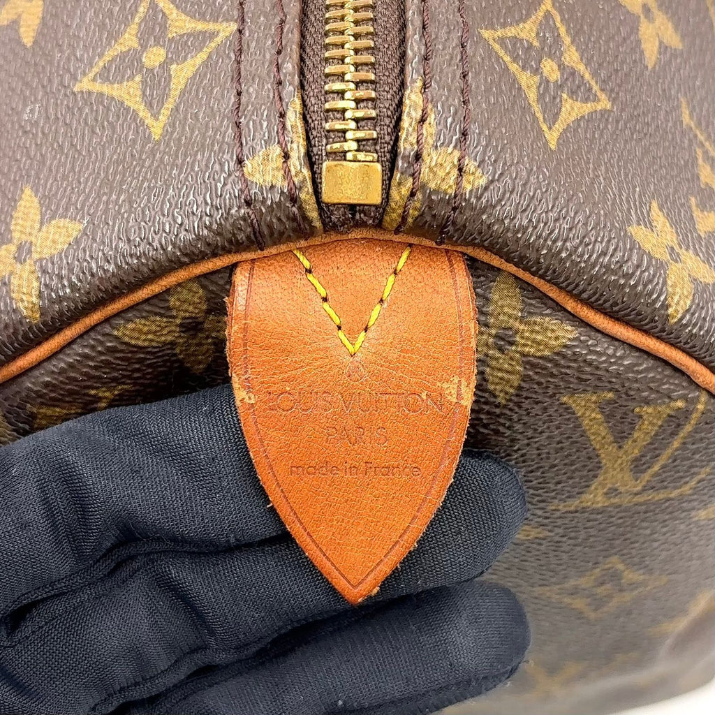 Louis Vuitton Speedy 30 Monogram Leather Brown Handbag Gold — view 4