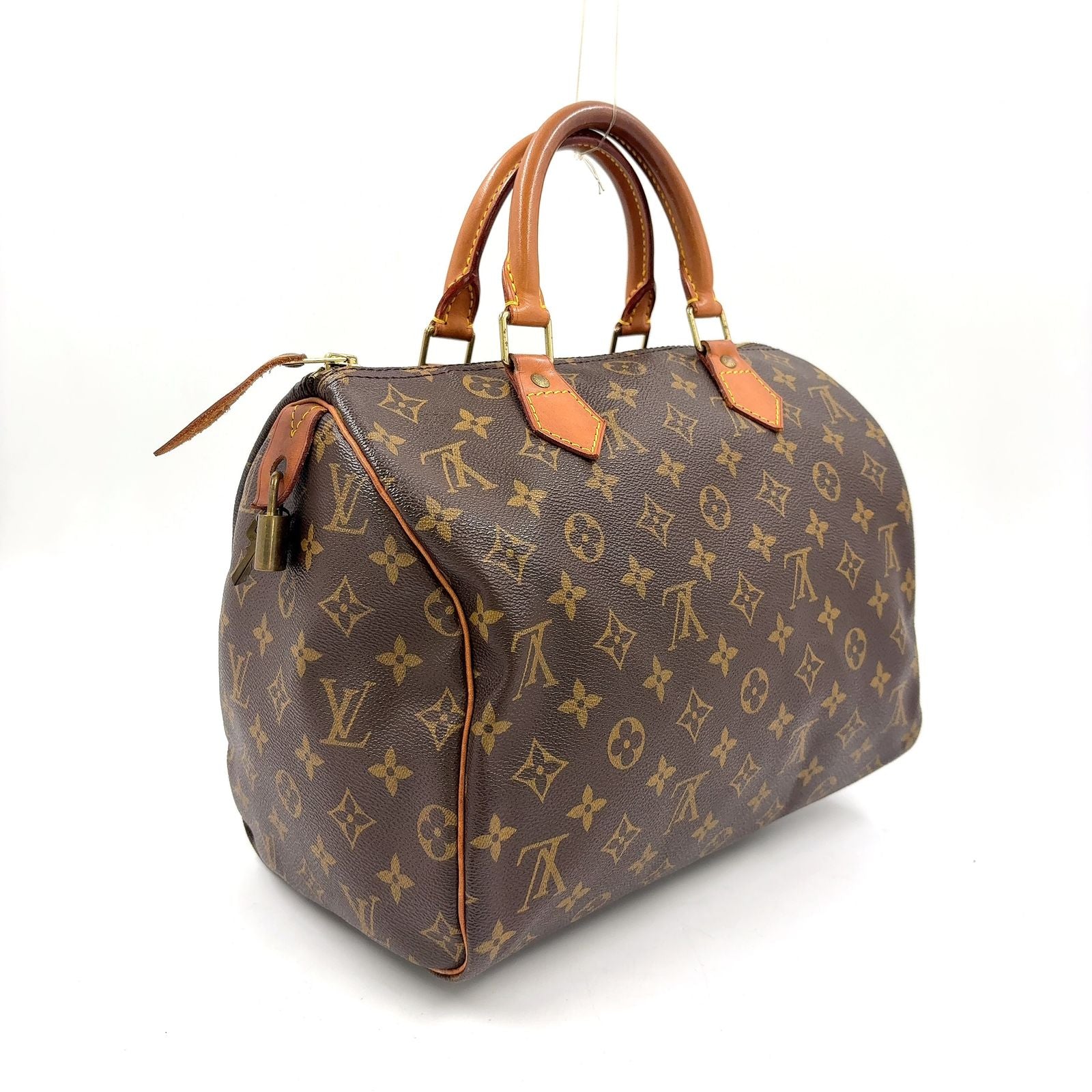 Louis Vuitton Speedy 30 Monogram Leather Brown Handbag Gold — view 2