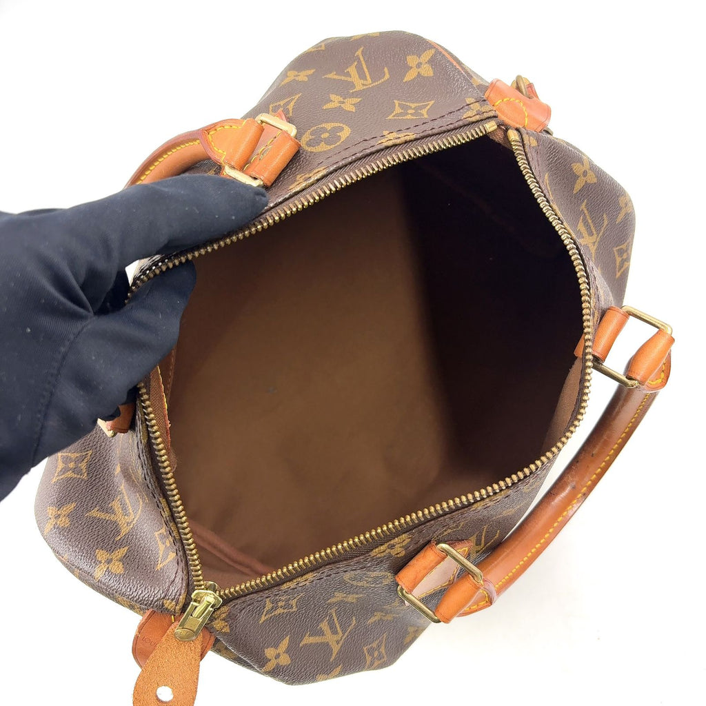 Louis Vuitton Speedy 30 Monogram Leather Brown Handbag Gold — view 3