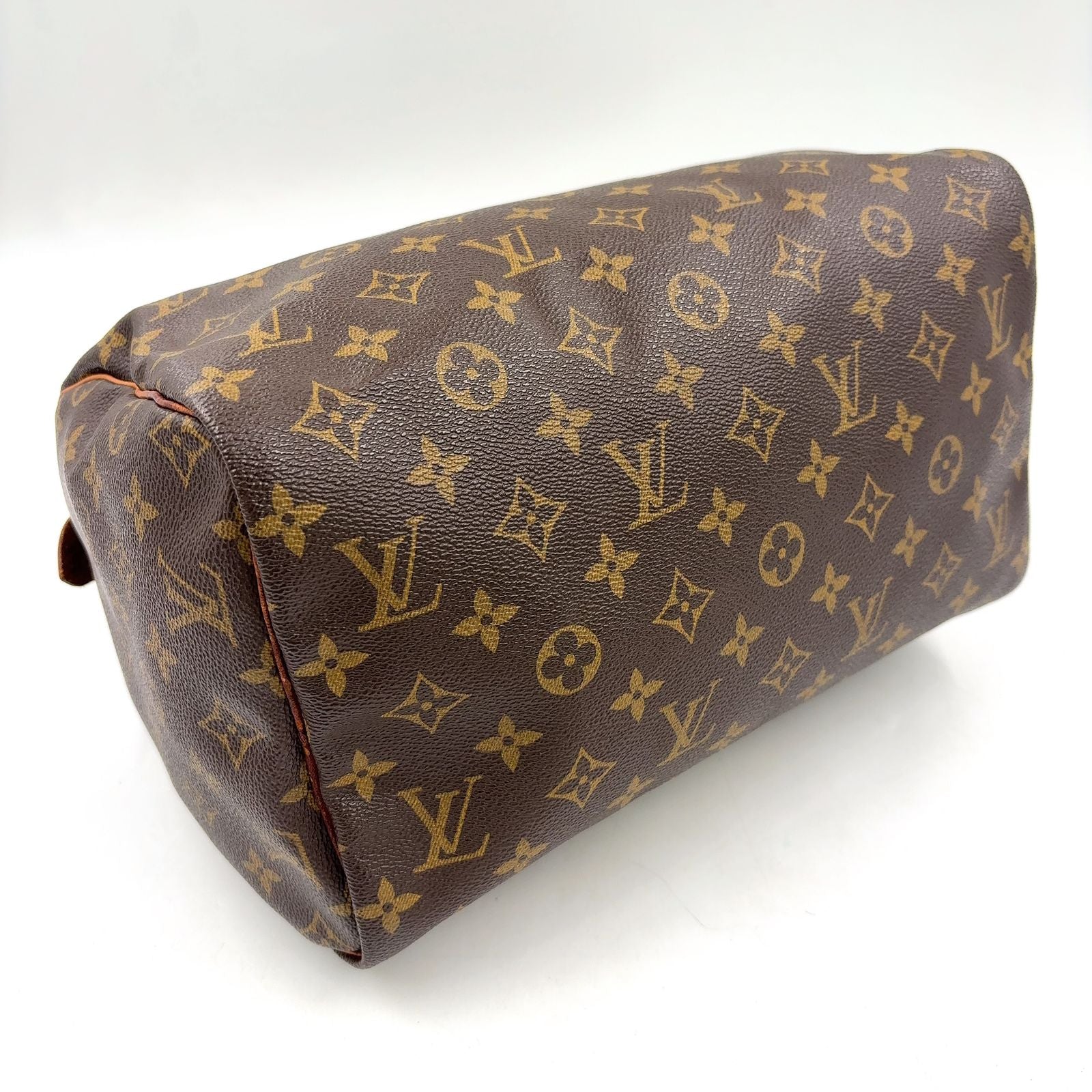 Louis Vuitton Speedy 30 Monogram Leather Brown Handbag Gold — view 8