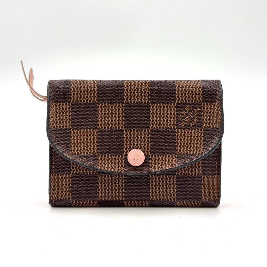 Louis Vuitton Porte-Monnaie Rosalie Damier Ebene Rose Ballerine Leather Brown