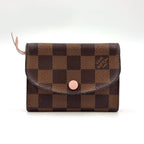 Louis Vuitton Porte-Monnaie Rosalie Damier Ebene Rose Ballerine Leather Brown