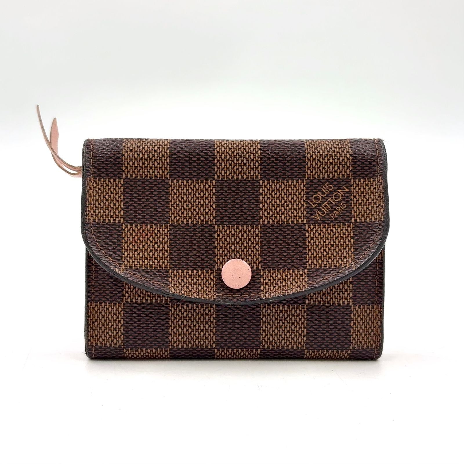 Louis Vuitton Porte-Monnaie Rosalie Damier Ebene Rose Ballerine Leather Brown