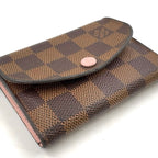 Louis Vuitton Porte-Monnaie Rosalie Damier Ebene Rose Ballerine Leather Brown — view 5
