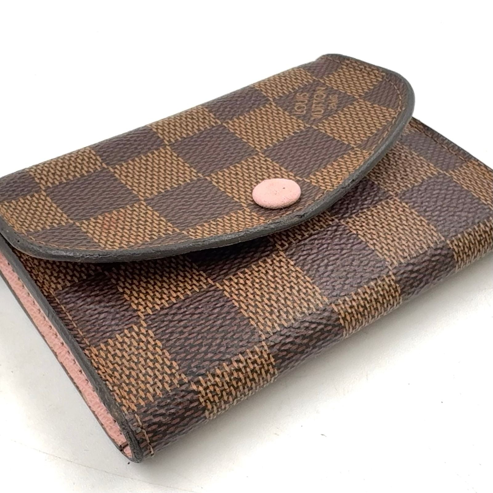 Louis Vuitton Porte-Monnaie Rosalie Damier Ebene Rose Ballerine Leather Brown — view 5