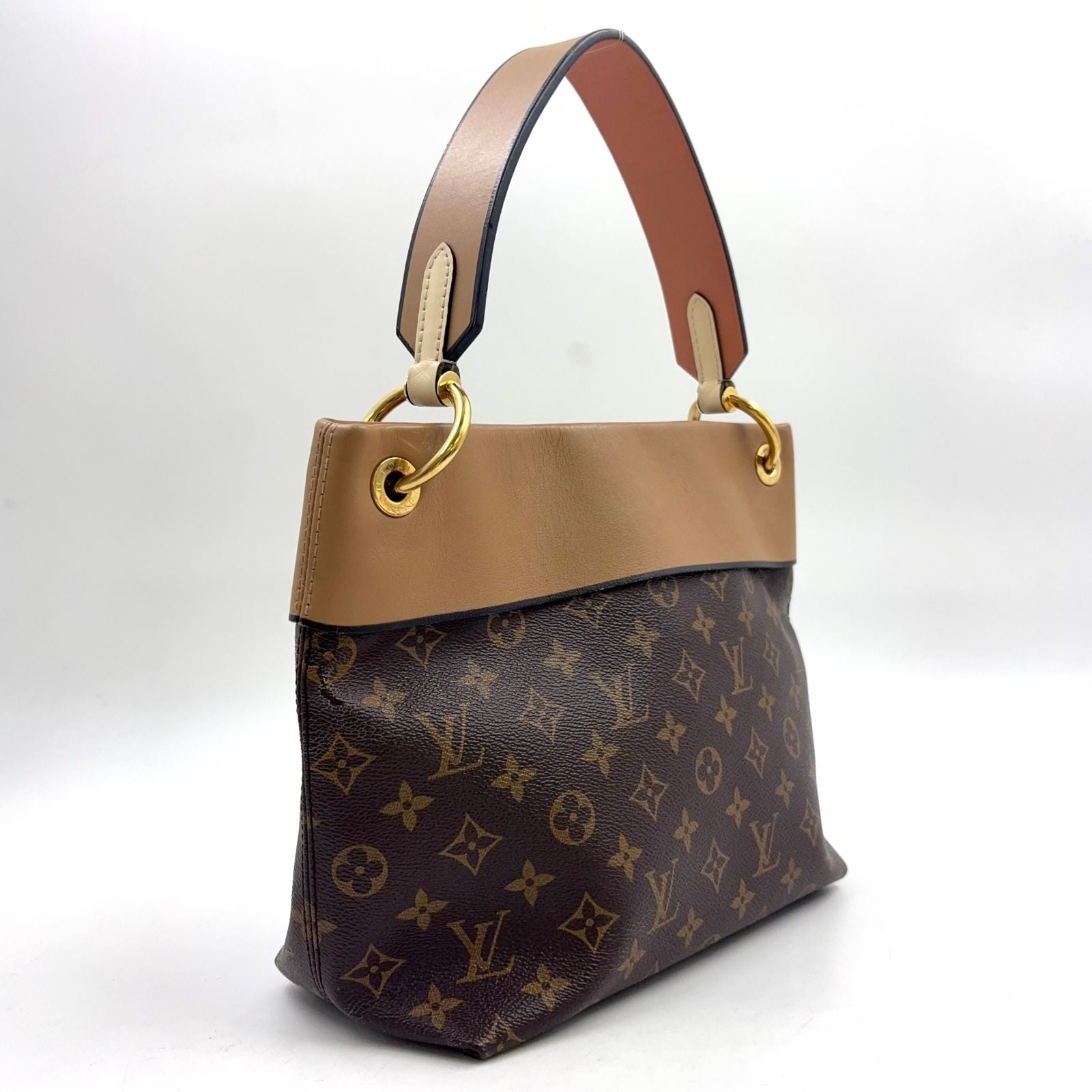 Louis Vuitton Roulis Besace Monogram Leather Brown Beige Gold Shoulder Bag — view 2