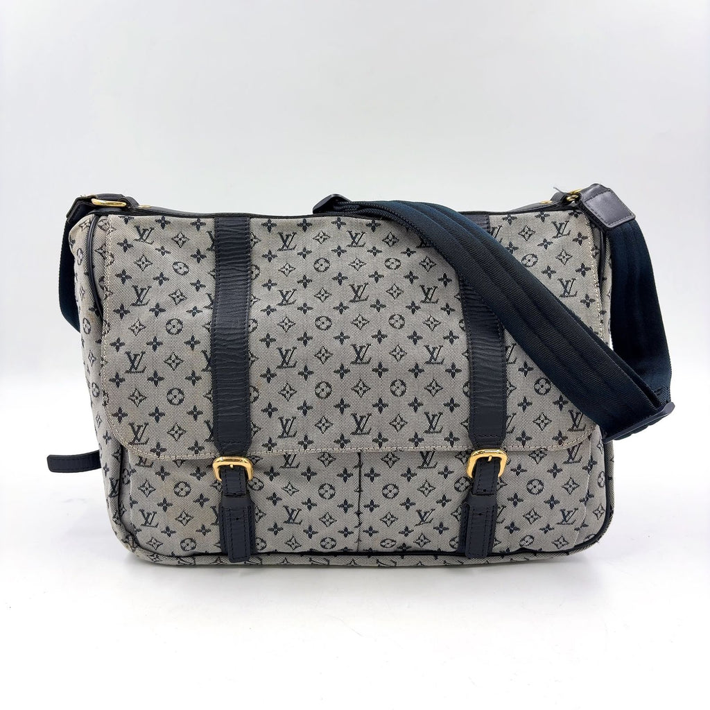 Louis Vuitton Sac Maman Monogram Mini Blue Mother's Canvas Navy Light Gray