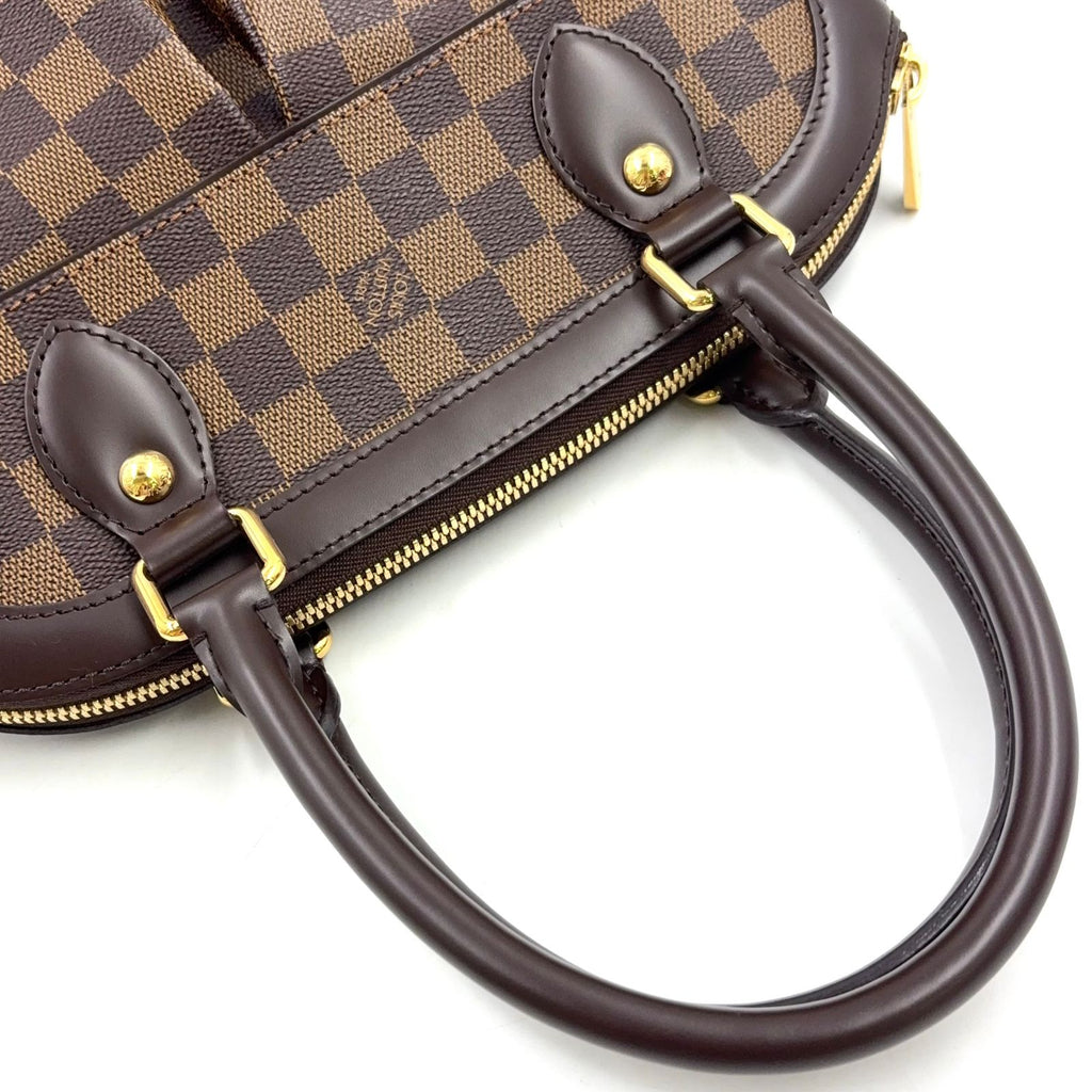 Louis Vuitton Trevi PM Damier Ebene Leather Brown Handbag Gold — view 5