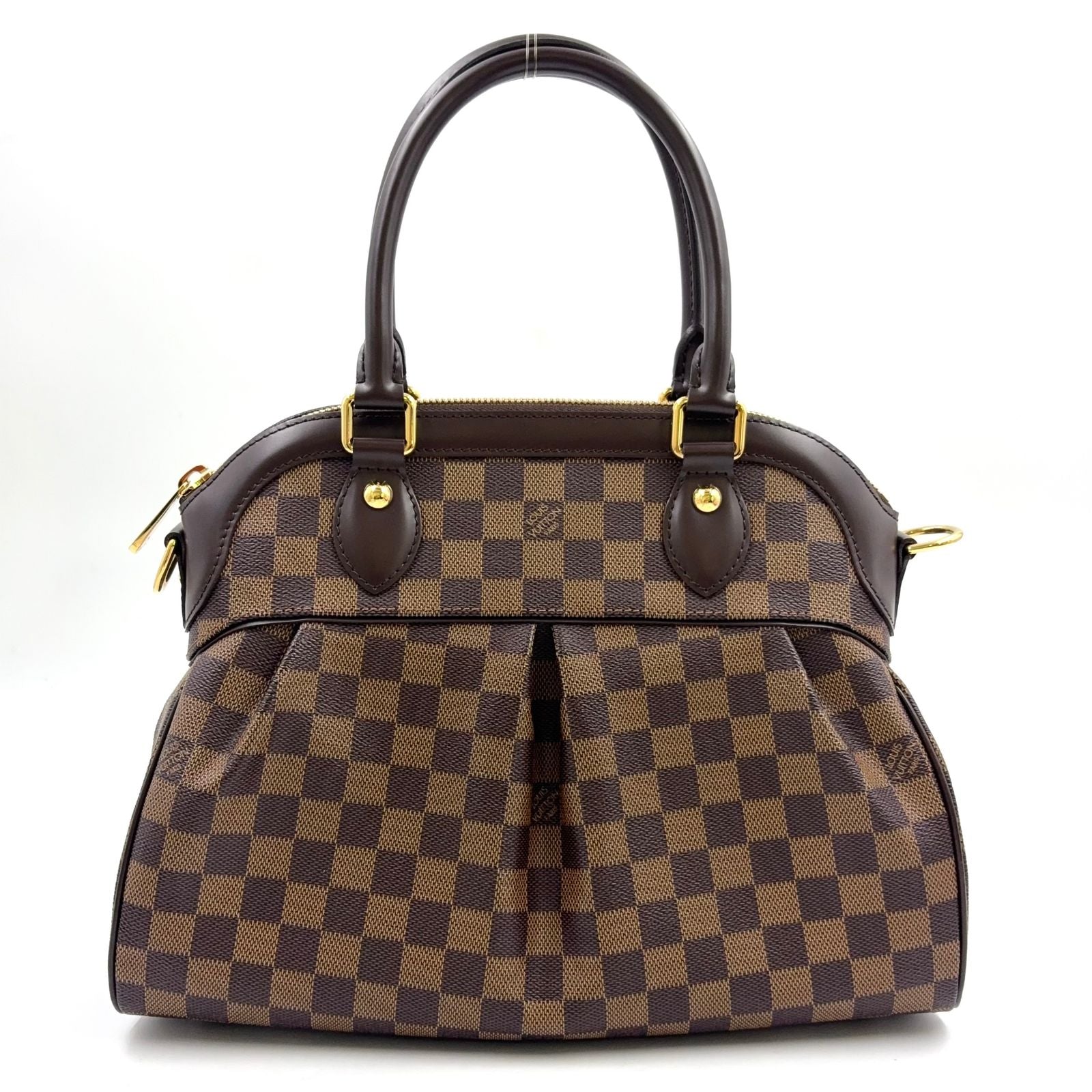 Louis Vuitton Trevi PM Damier Ebene Leather Brown Handbag Gold