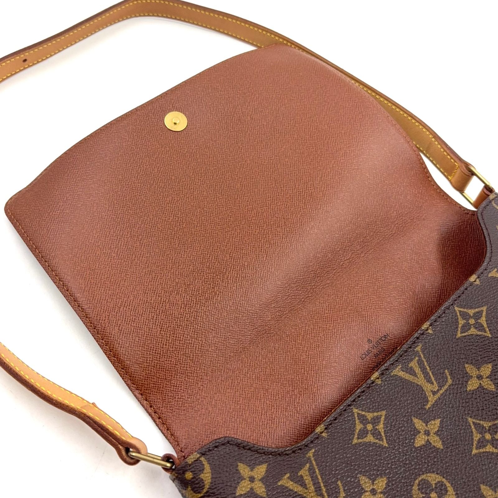 Louis Vuitton Musette Tango Short Strap Monogram Leather Brown Shoulder Bag Gold — view 8