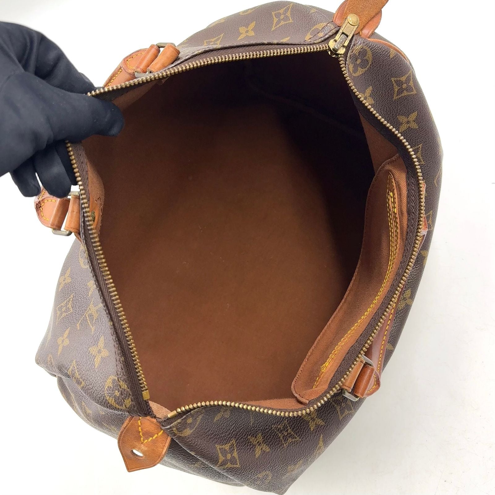 Louis Vuitton Speedy 35 Monogram Leather Brown Light Handbag Gold — view 3