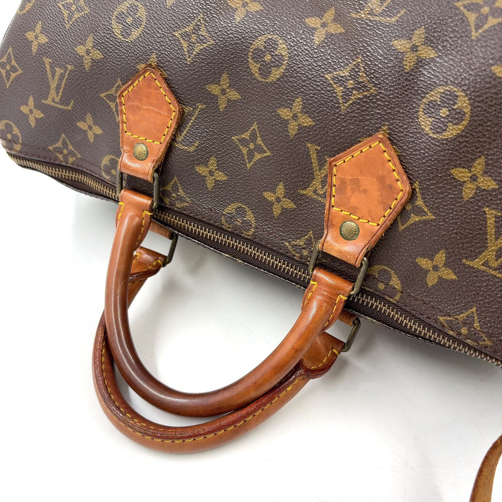 Louis Vuitton Speedy 35 Monogram Leather Brown Light Handbag Gold — view 6