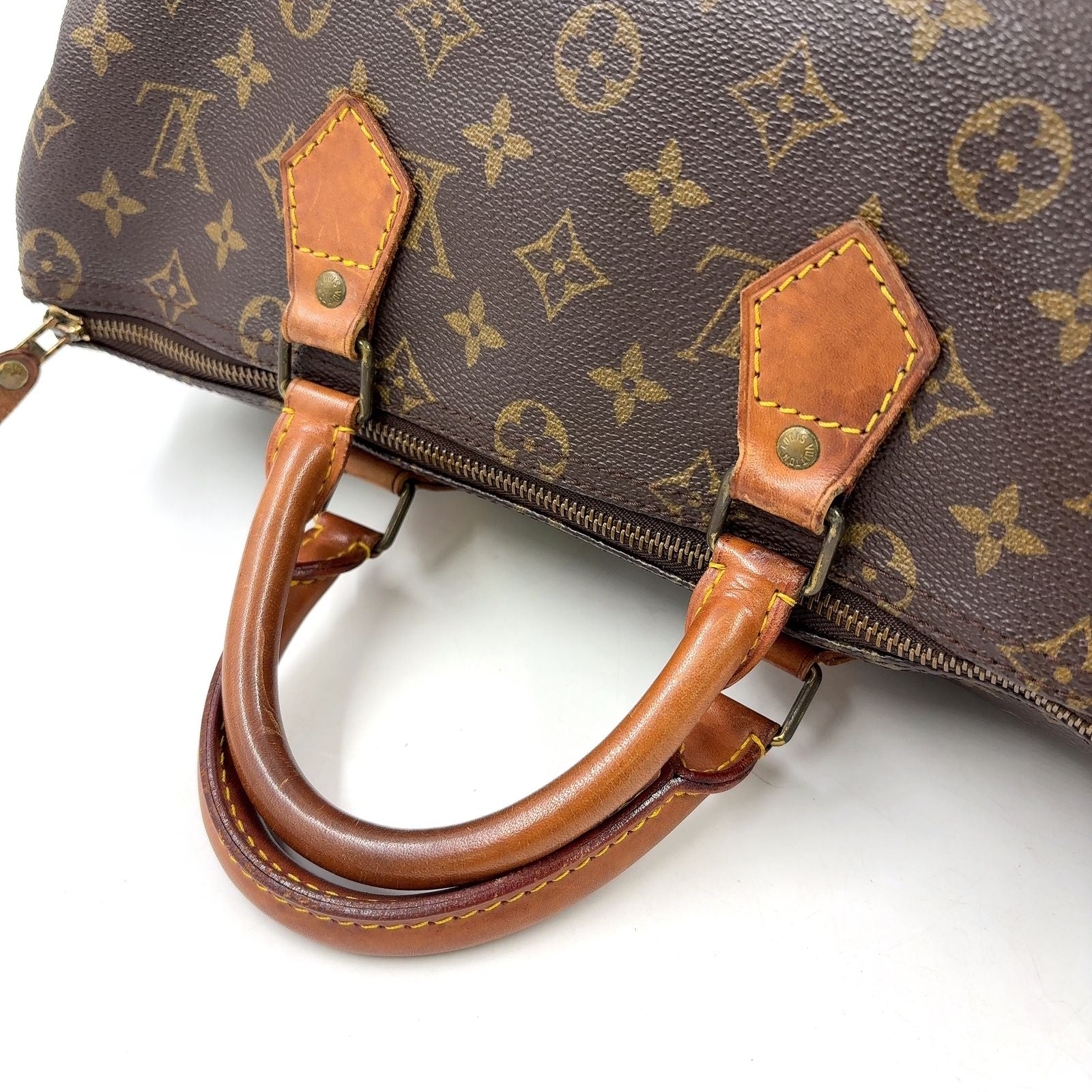 Louis Vuitton Speedy 35 Monogram Leather Brown Light Handbag Gold — view 5