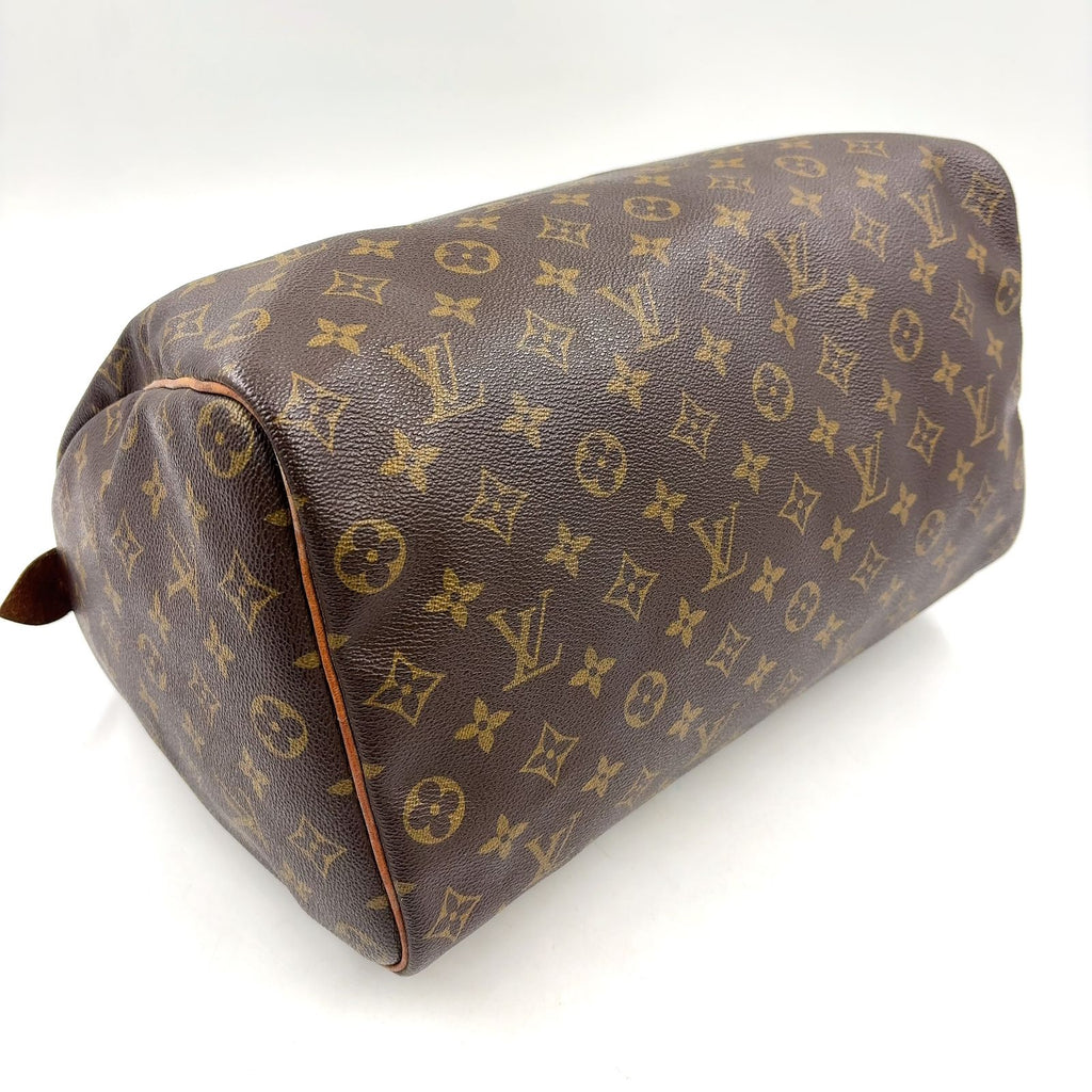 Louis Vuitton Speedy 35 Monogram Leather Brown Light Handbag Gold — view 8