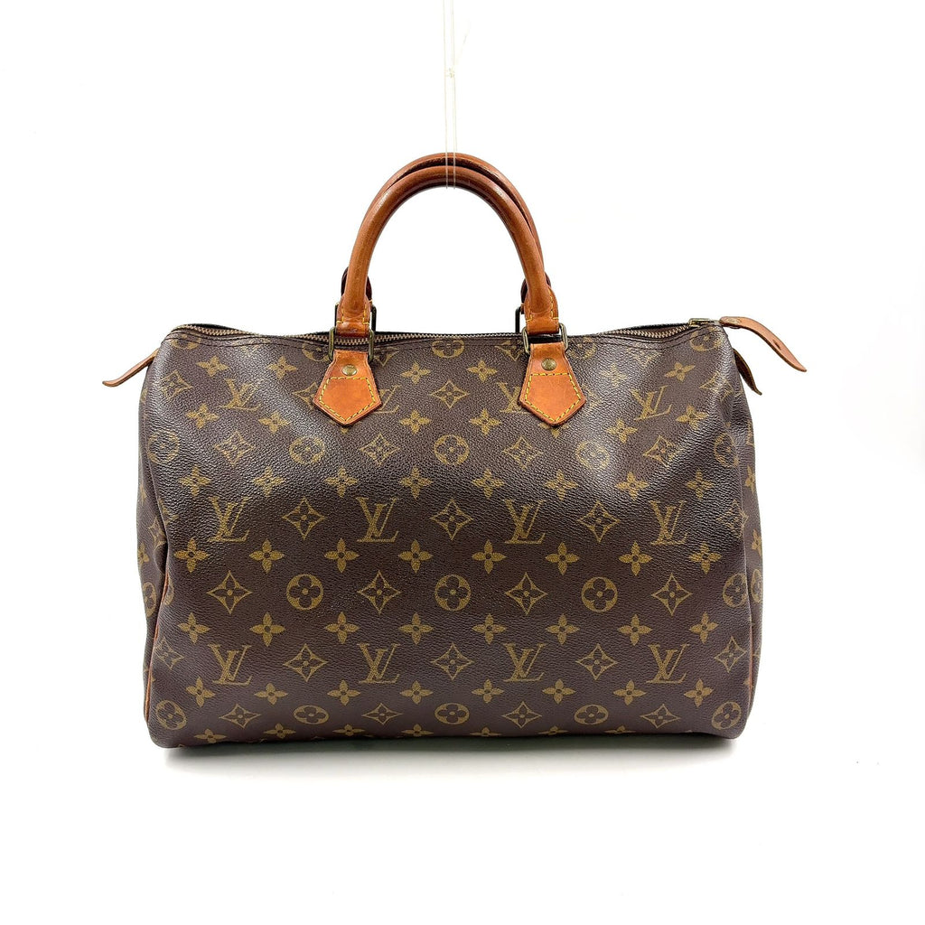 Louis Vuitton Speedy 35 Monogram Leather Brown Light Handbag Gold