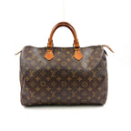 Louis Vuitton Speedy 35 Monogram Leather Brown Light Handbag Gold
