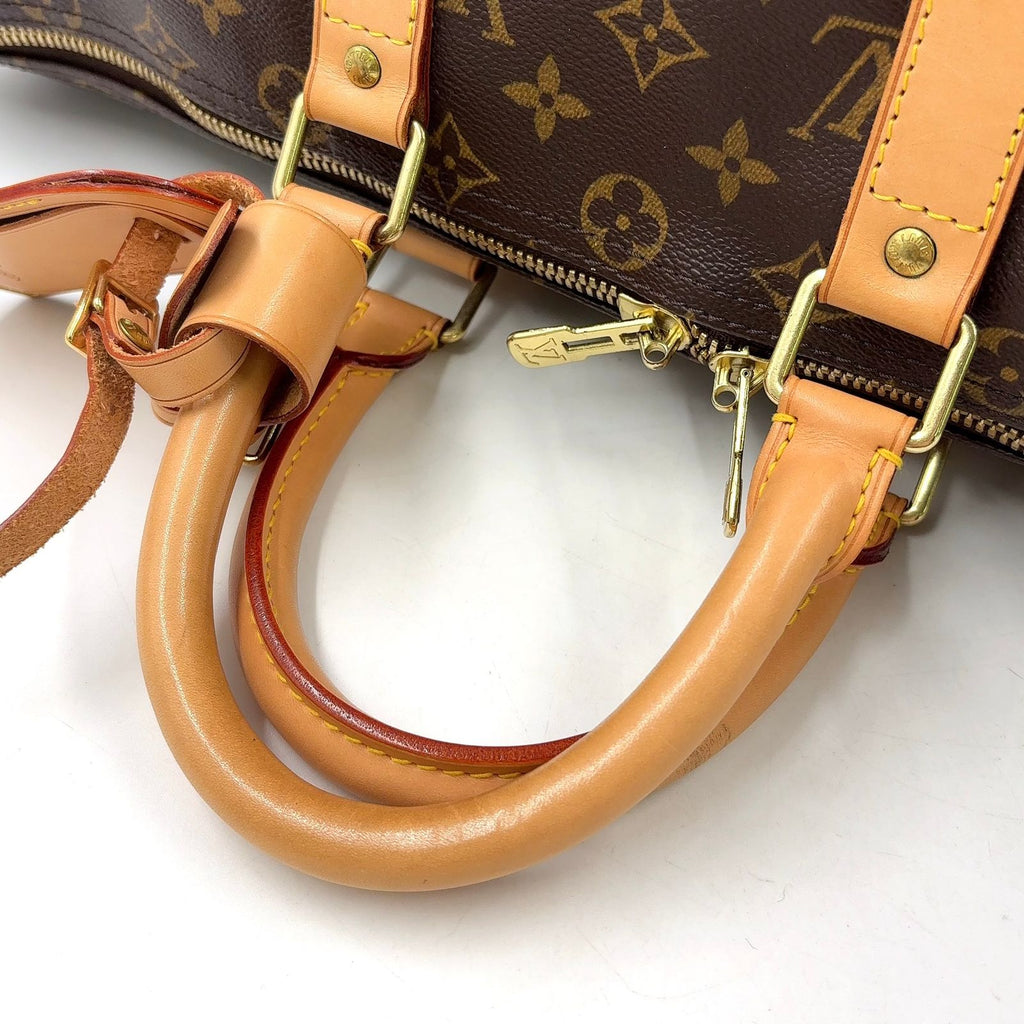 Louis Vuitton Keepall 45 Monogram Leather Brown Light Boston Bag Gold — view 6