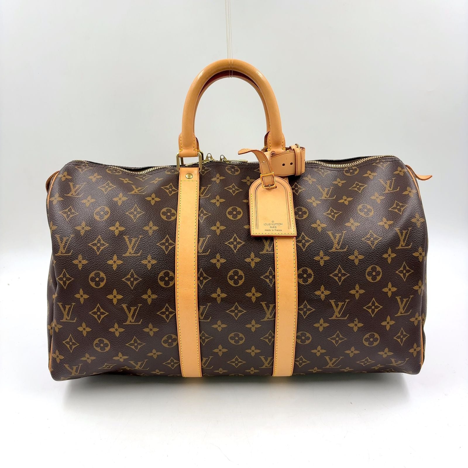 Louis Vuitton Keepall 45 Monogram Leather Brown Light Boston Bag Gold