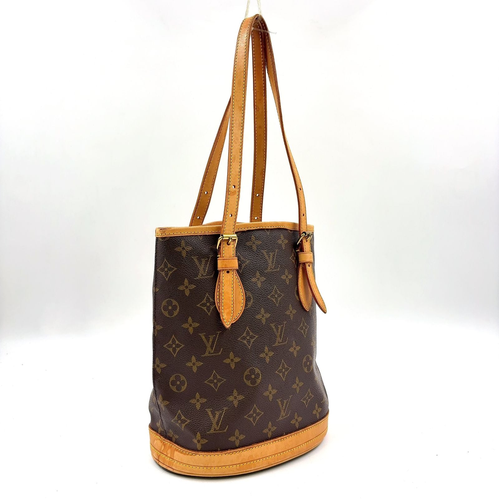 Louis Vuitton Bucket PM Monogram Leather Brown Light Shoulder Bag Gold — view 2
