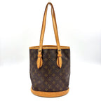 Louis Vuitton Bucket PM Monogram Leather Brown Light Shoulder Bag Gold