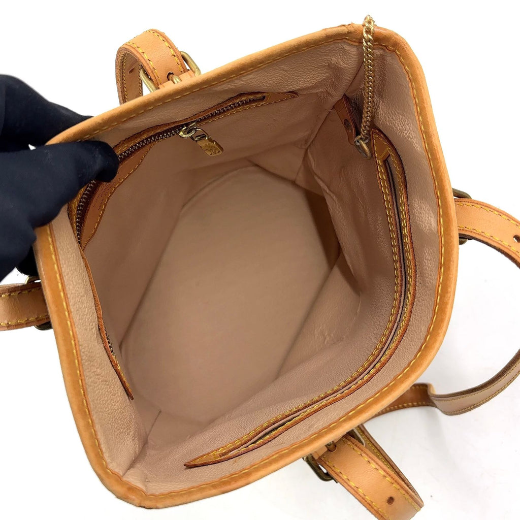 Louis Vuitton Bucket PM Monogram Leather Brown Light Shoulder Bag Gold — view 3
