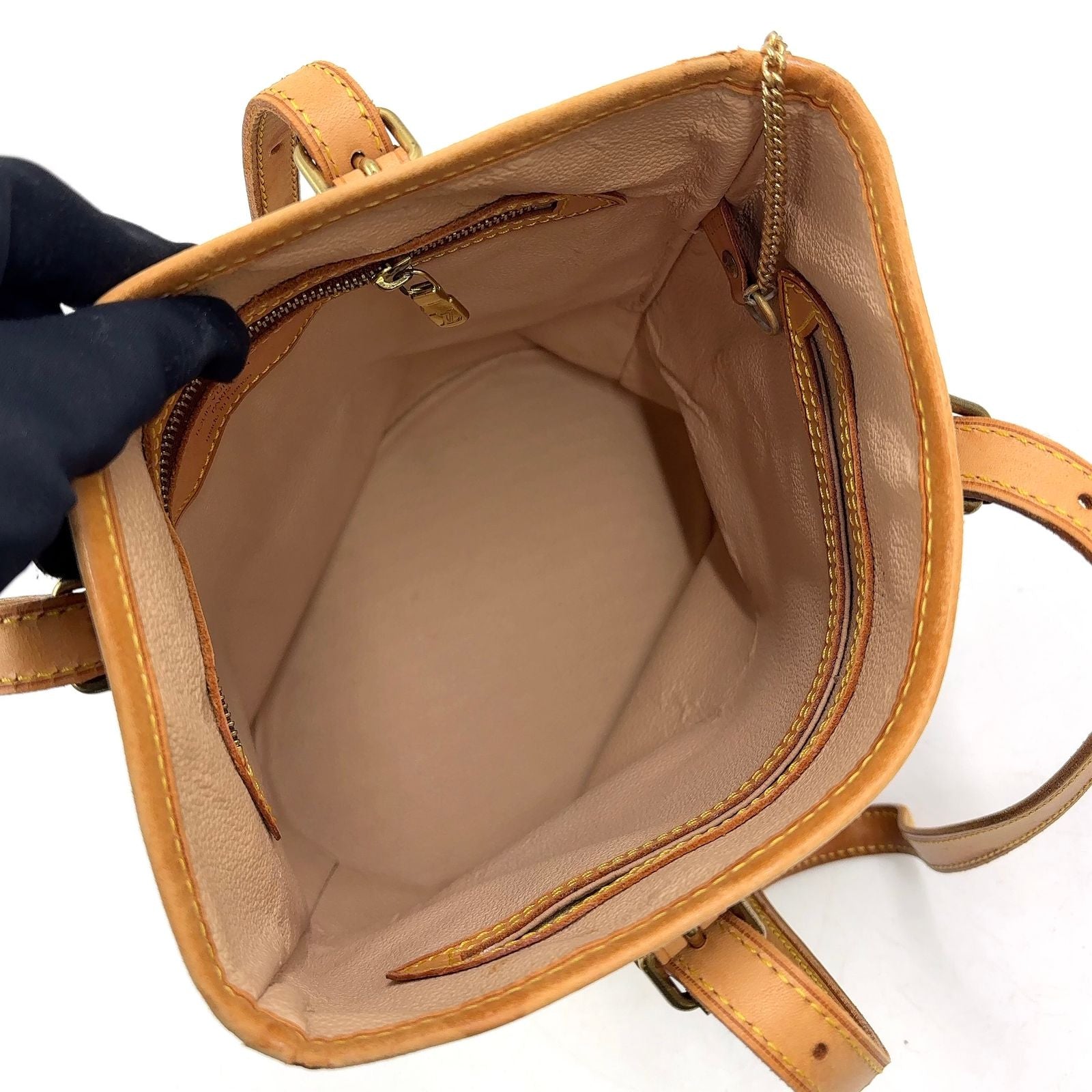 Louis Vuitton Bucket PM Monogram Leather Brown Light Shoulder Bag Gold — view 3