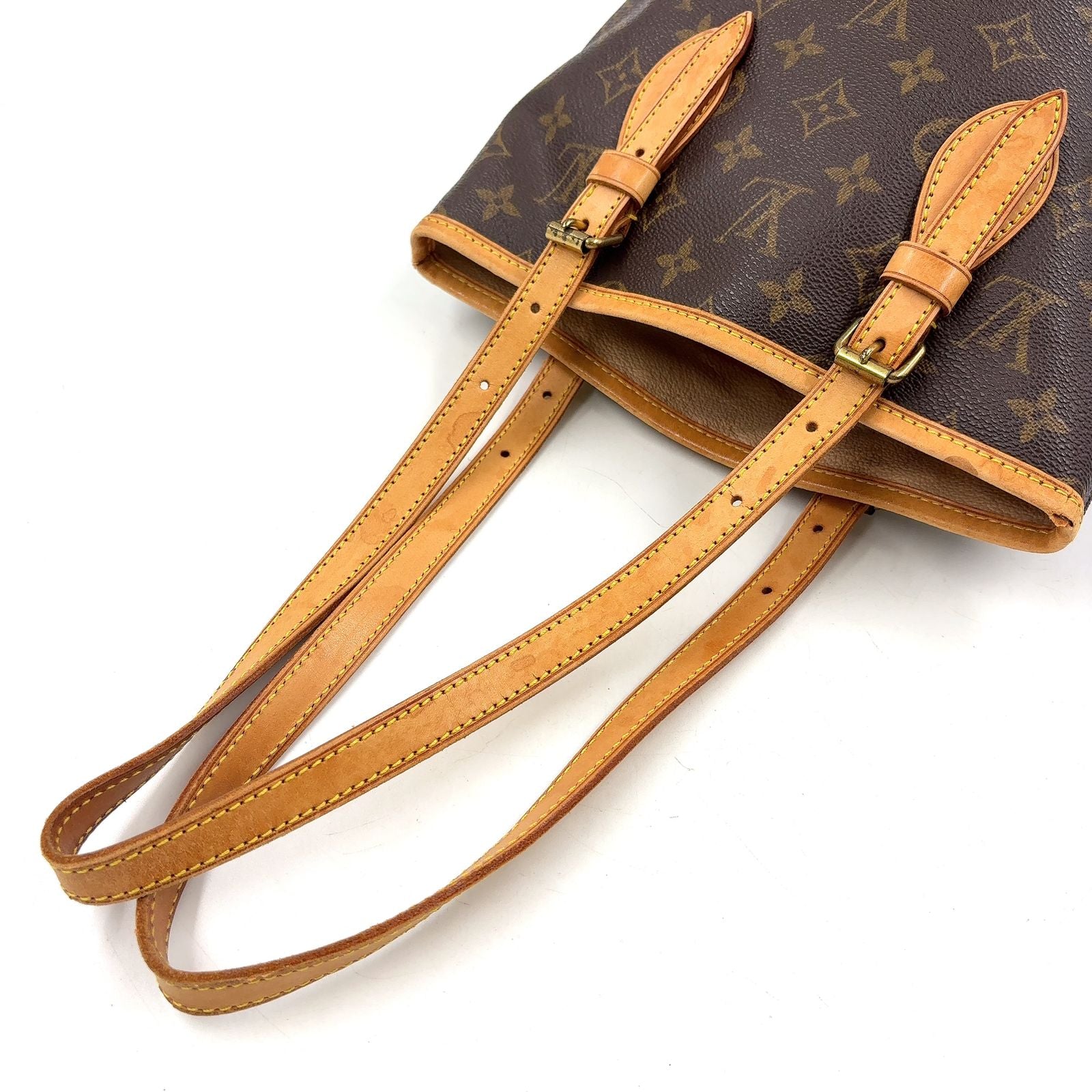 Louis Vuitton Bucket PM Monogram Leather Brown Light Shoulder Bag Gold — view 5