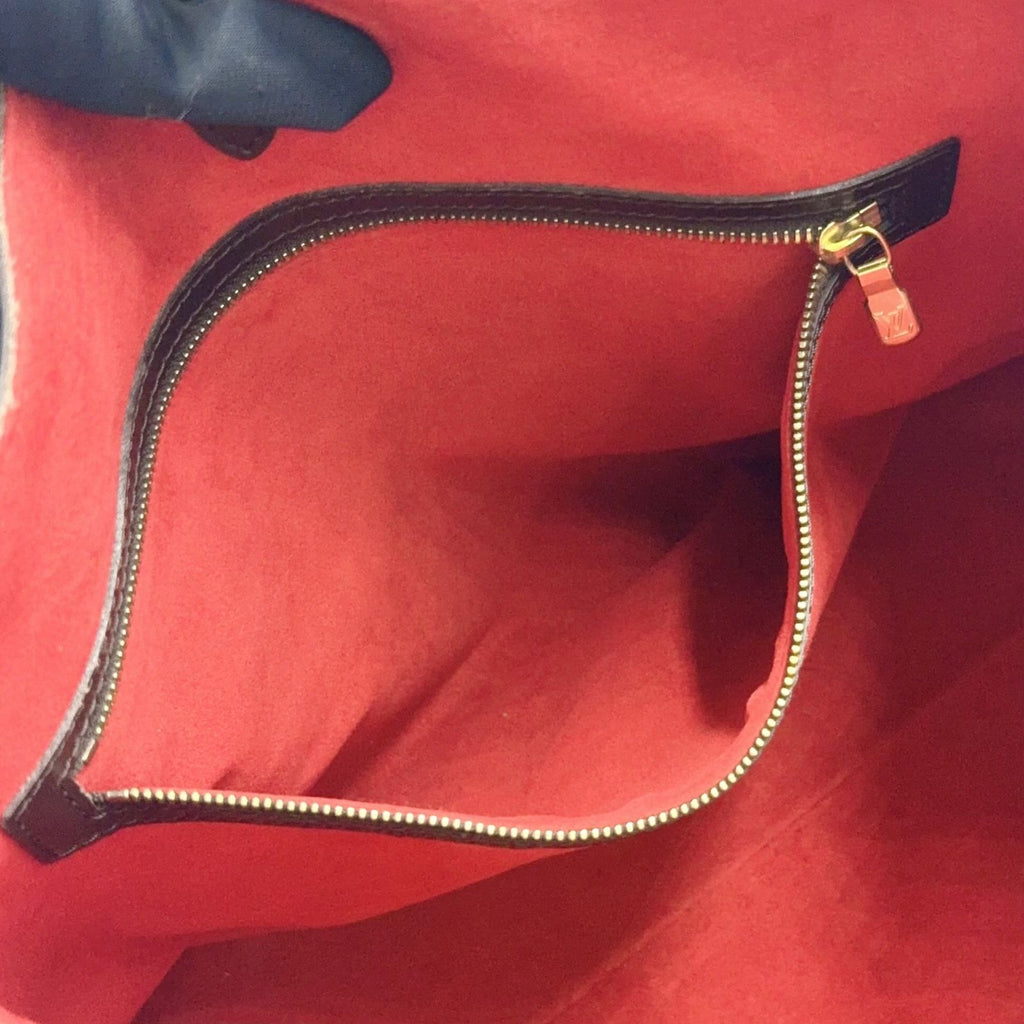 Louis Vuitton Hampstead MM Damier Ebene Leather Brown Tote Bag Gold — view 6