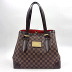 Louis Vuitton Hampstead MM Damier Ebene Leather Brown Tote Bag Gold