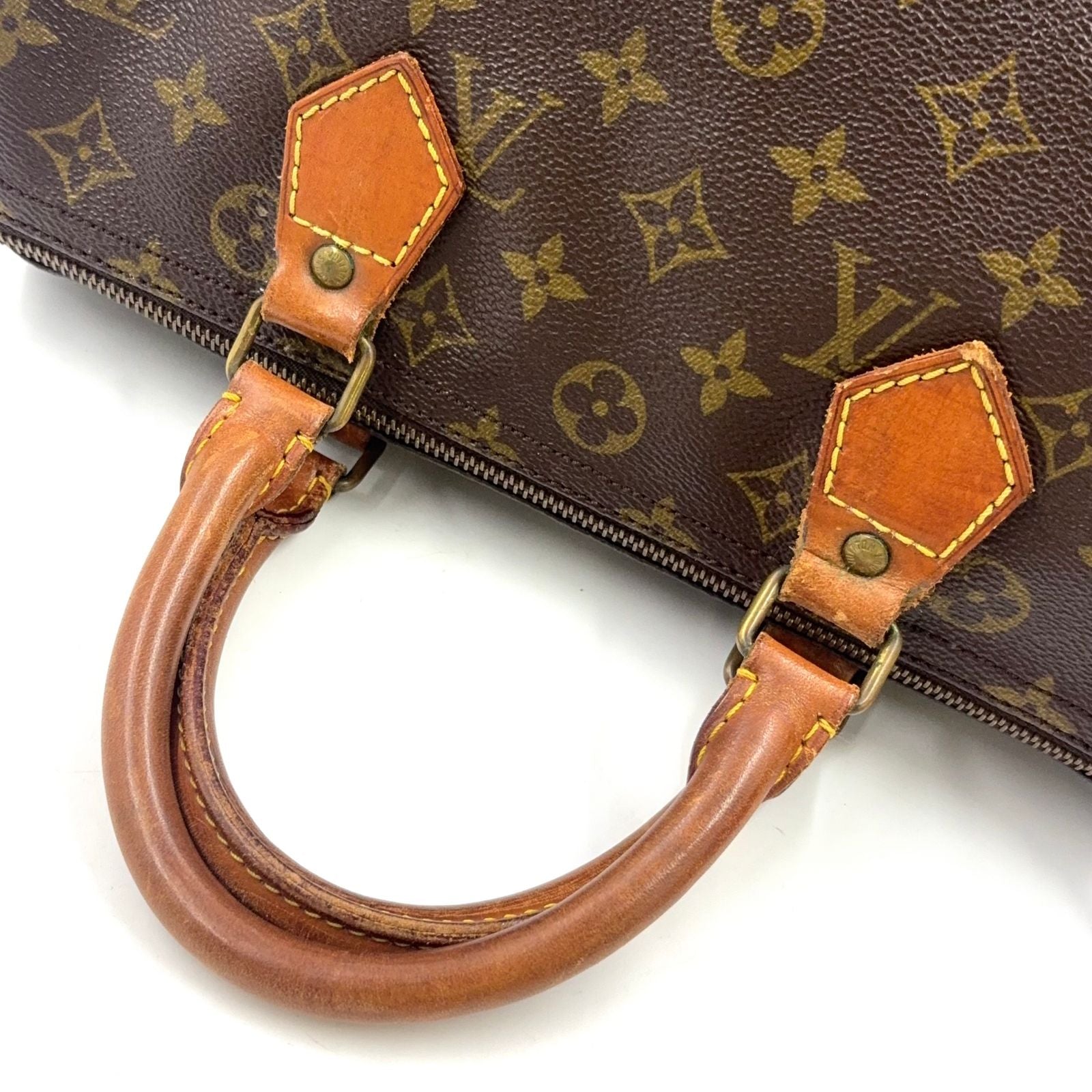 Louis Vuitton Speedy 30 Monogram Leather Brown Light Handbag Gold — view 6