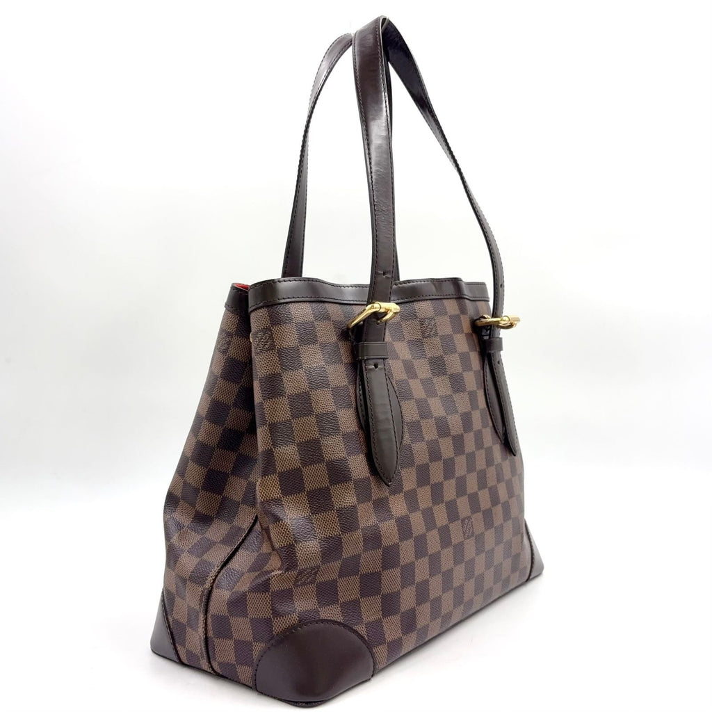 Louis Vuitton Hampstead MM Damier Ebene Leather Brown Tote Bag Gold — view 2