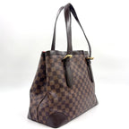 Louis Vuitton Hampstead MM Damier Ebene Leather Brown Tote Bag Gold — view 2
