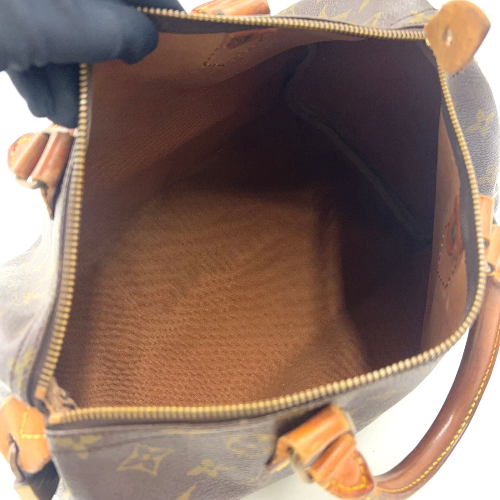 Louis Vuitton Speedy 30 Monogram Leather Brown Light Handbag Gold — view 3