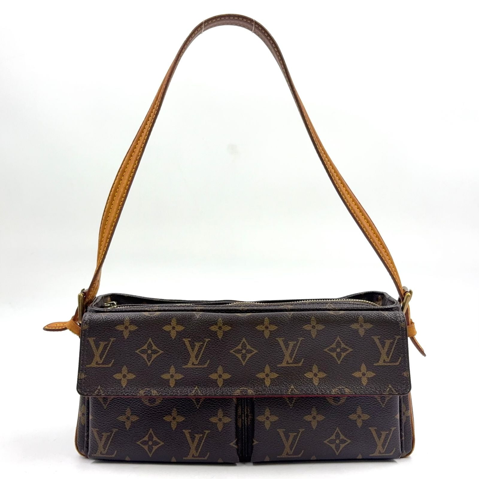 Louis Vuitton Viva Cite MM Monogram Blurry Leather Brown Shoulder Bag Gold