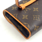 Louis Vuitton Pochette Twin PM Monogram XS Leather Brown Shoulder Bag Gold — view 7