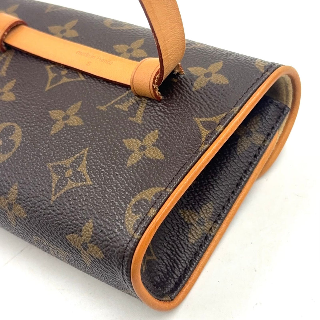 Louis Vuitton Pochette Twin PM Monogram XS Leather Brown Shoulder Bag Gold — view 8
