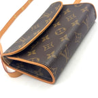 Louis Vuitton Pochette Twin PM Monogram XS Leather Brown Shoulder Bag Gold — view 5