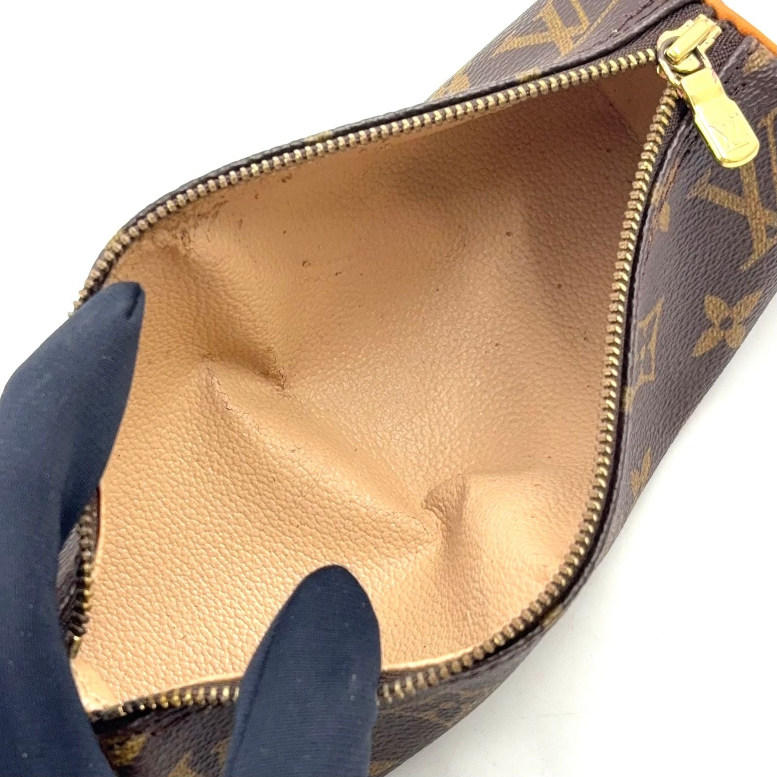 Louis Vuitton Trousse Monogram Leather Brown Pouch Gold — view 3