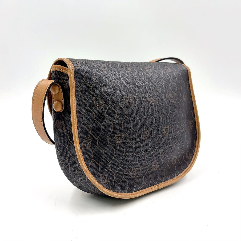 Dior Honeycomb Leather Dark Brown Light Shoulder Bag Gold — view 2