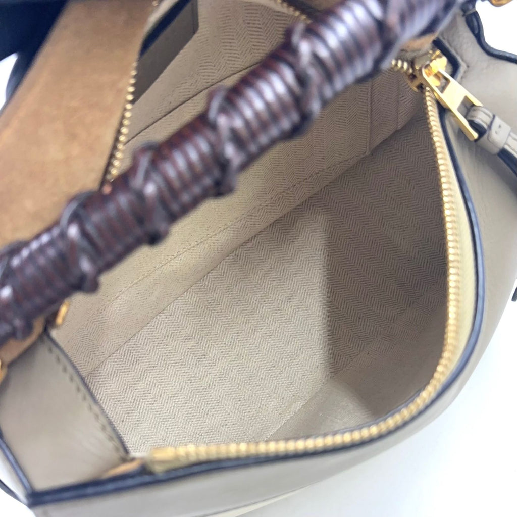 Loewe Puzzle Small Leather Khaki Green Beige Handbag Gold — view 3