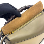 Loewe Puzzle Small Leather Khaki Green Beige Handbag Gold — view 6