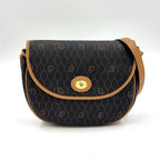 Dior Honeycomb Leather Dark Brown Light Shoulder Bag Gold