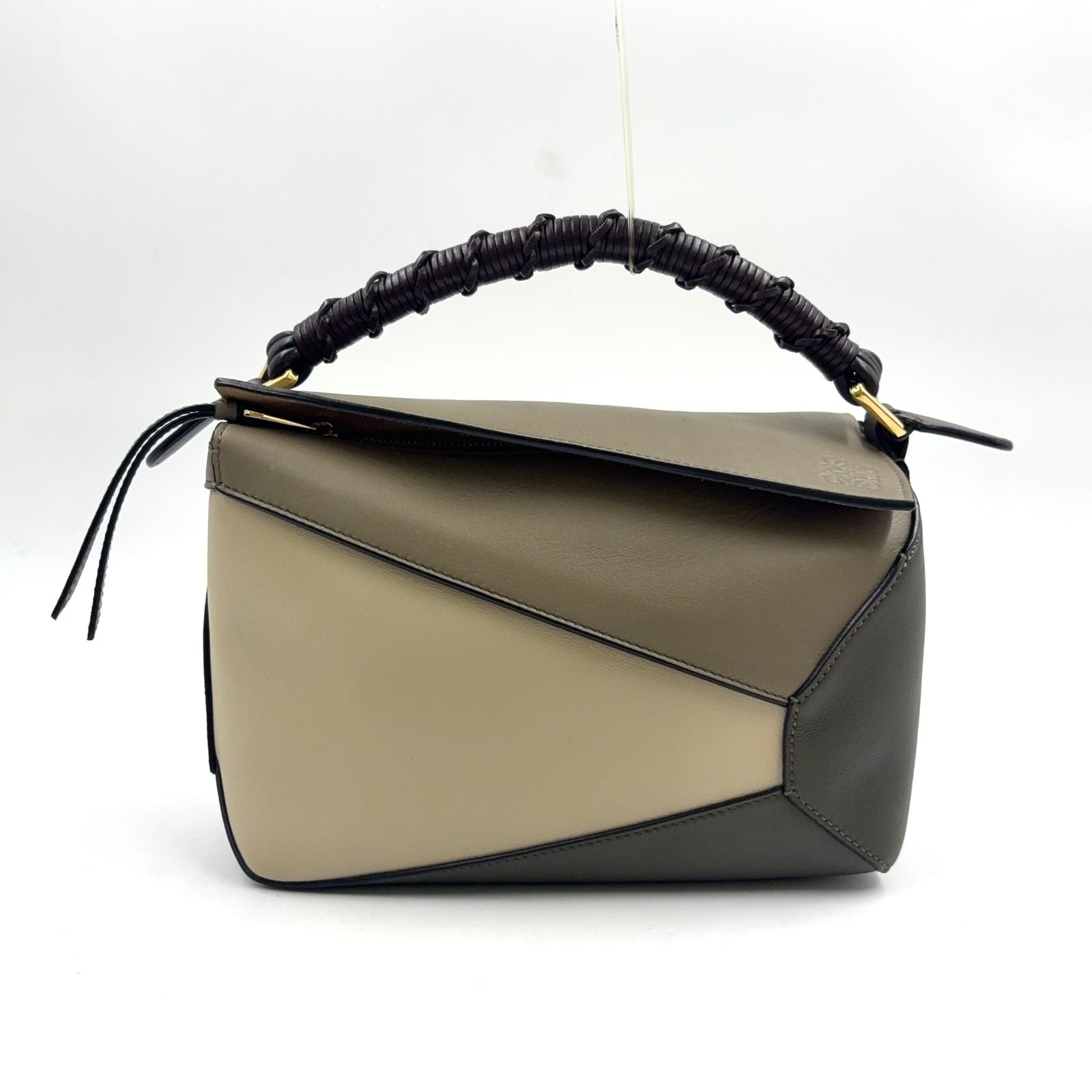 Loewe Puzzle Small Leather Khaki Green Beige Handbag Gold