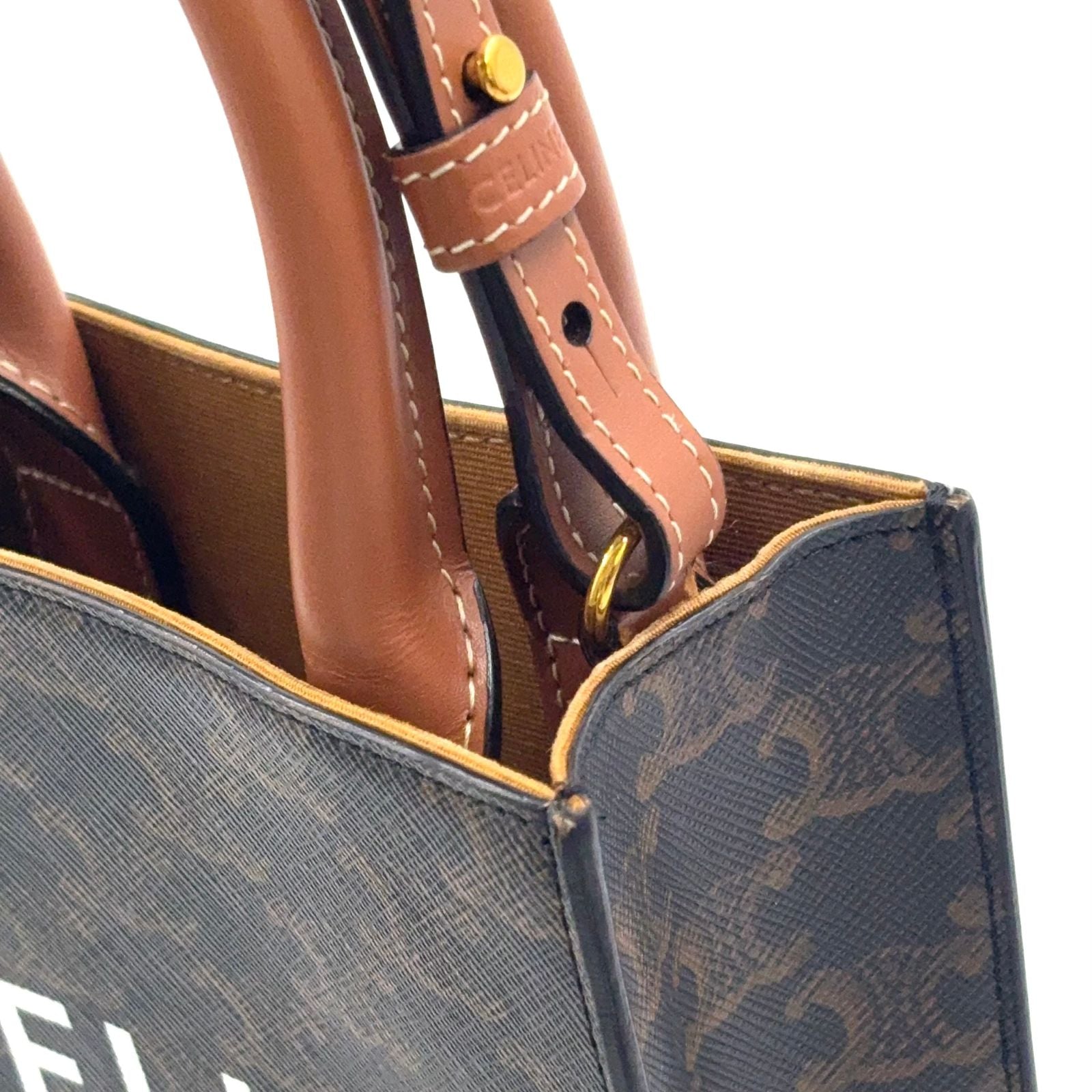 Celine Mini Vertical Cover 2-Way Shoulder Leather Brown Light Handbag Gold — view 8