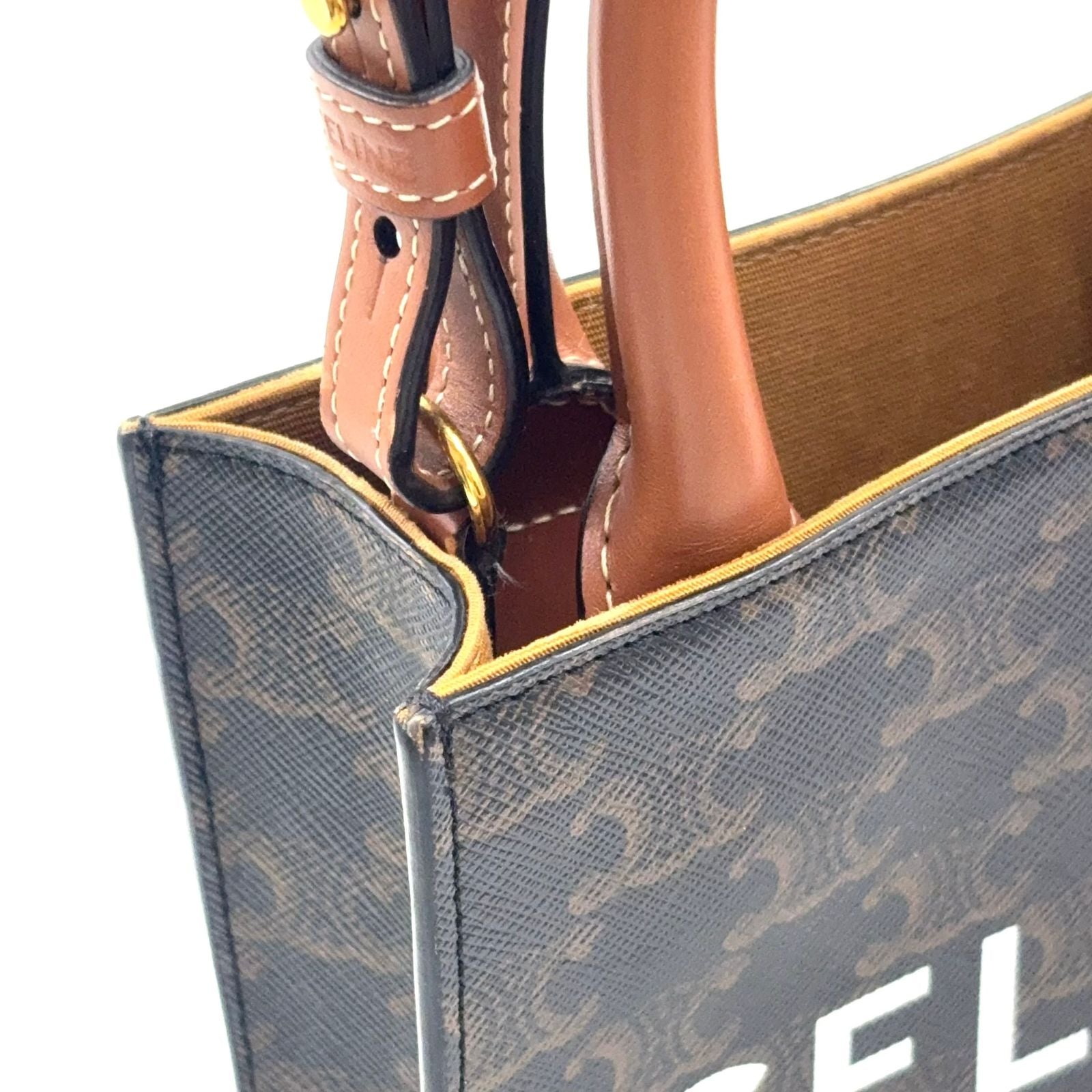 Celine Mini Vertical Cover 2-Way Shoulder Leather Brown Light Handbag Gold — view 7