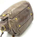 Prada Vitello Shine Bowlet Calfskin Gray Handbag Gold — view 8